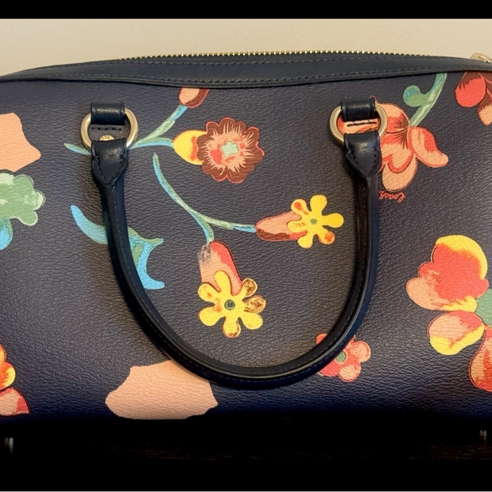 Coach Rowan Satchel Dreamy Land Floral Midnight Multi & Matching Wristlet EUC π - Picture 6 of 13